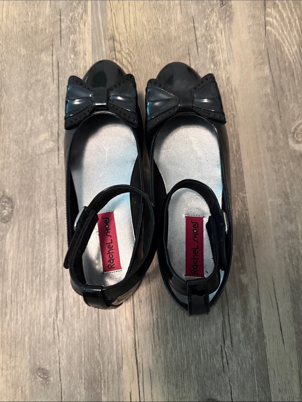 Rachel Shoes Girls Black Patent Bow Mary Jane Dress Flats